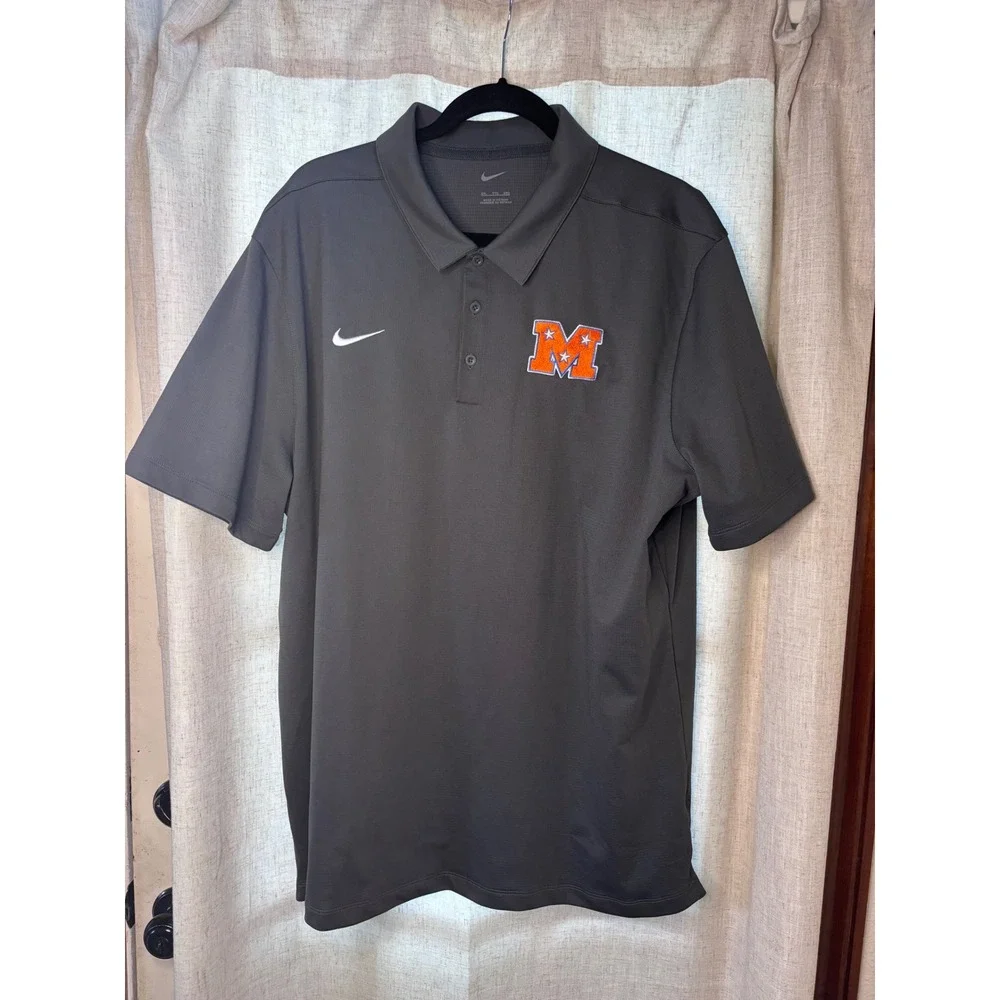 Nike Dri-FIT Mens 2XL Grey Short Sleeve Polo Shirt Tennessee Mojo Fastpitch Logo